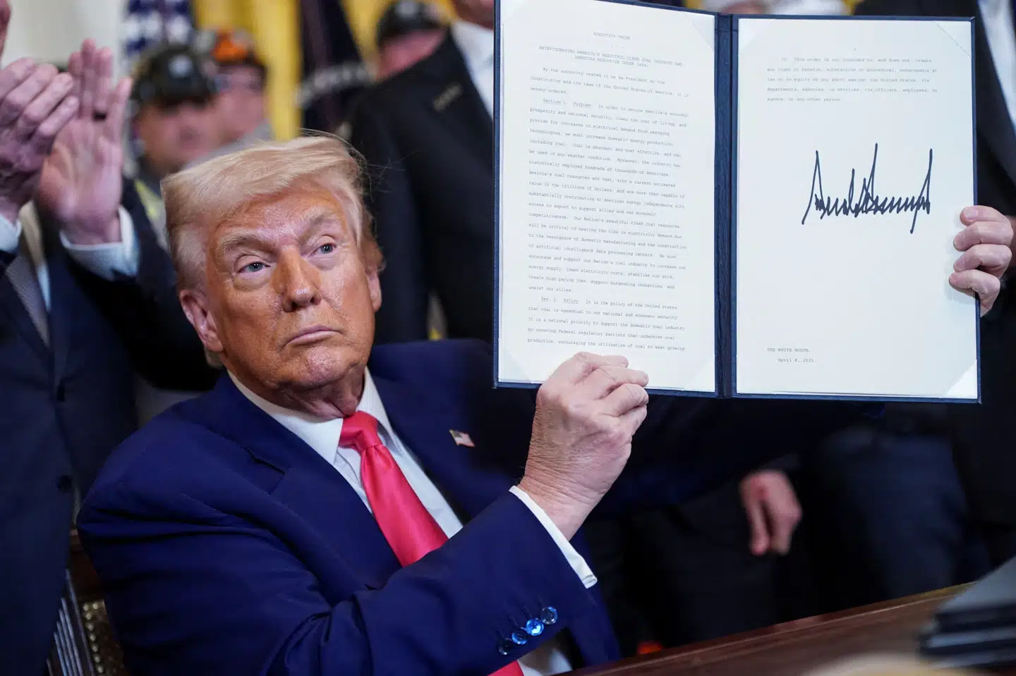 USA's præsident, Donald Trump, tirsdag i Det Hvide Hus. Onsdag træder hans nye told i kraft.