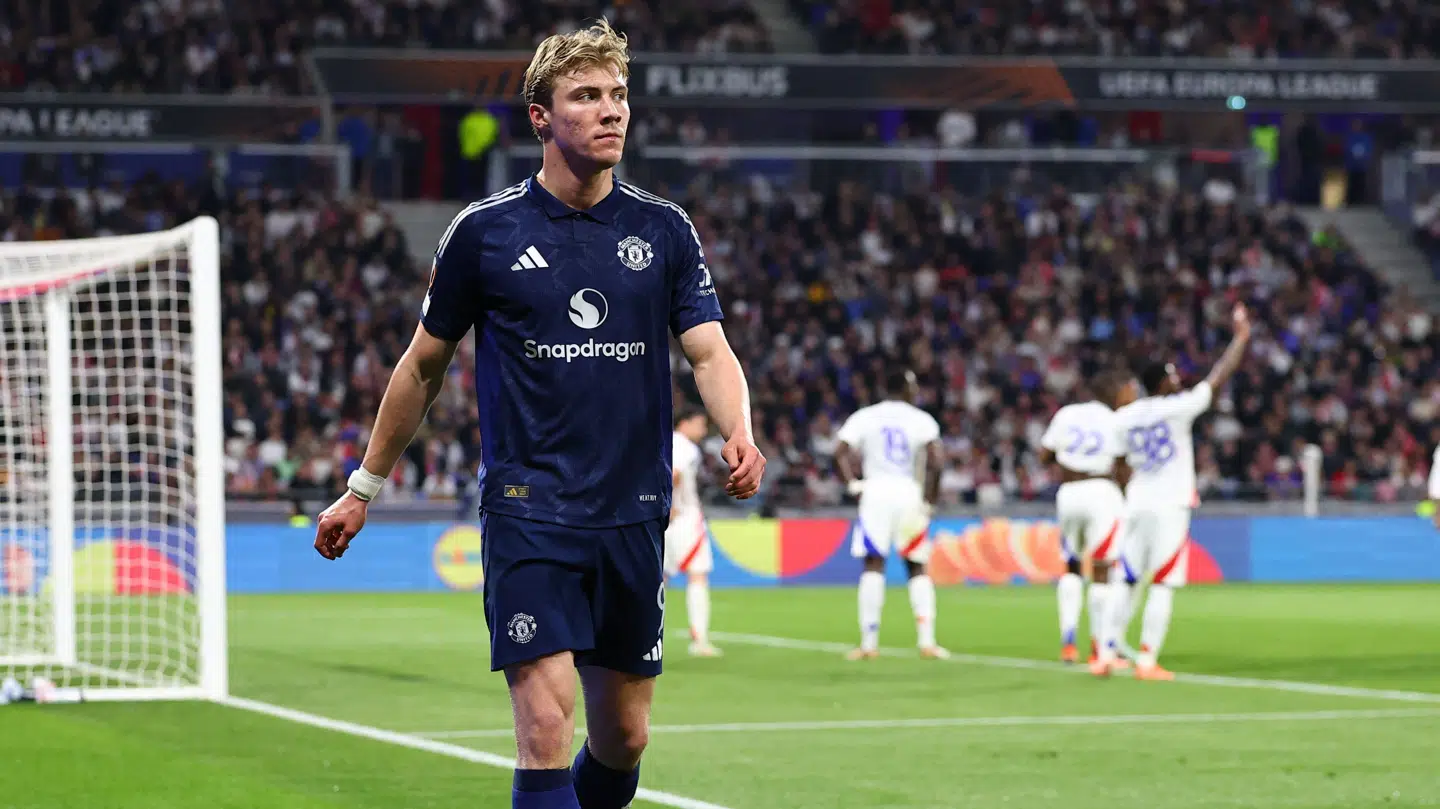 Rasmus Højlund blev skiftet ud efter 63 minutter på banen mod Lyon.