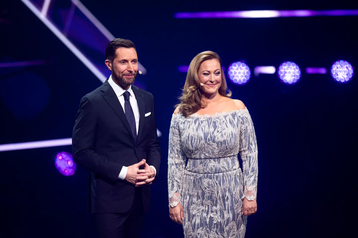 Værterne Kåre Quist og Stéphanie Surrugue til Kronprinsparrets prisuddeling i 2019.