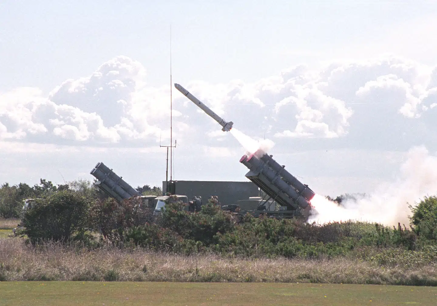 Testaffyring fra et af Forsvarets landbaserede kystmissilbatterier, som blev afskaffet i 2003.