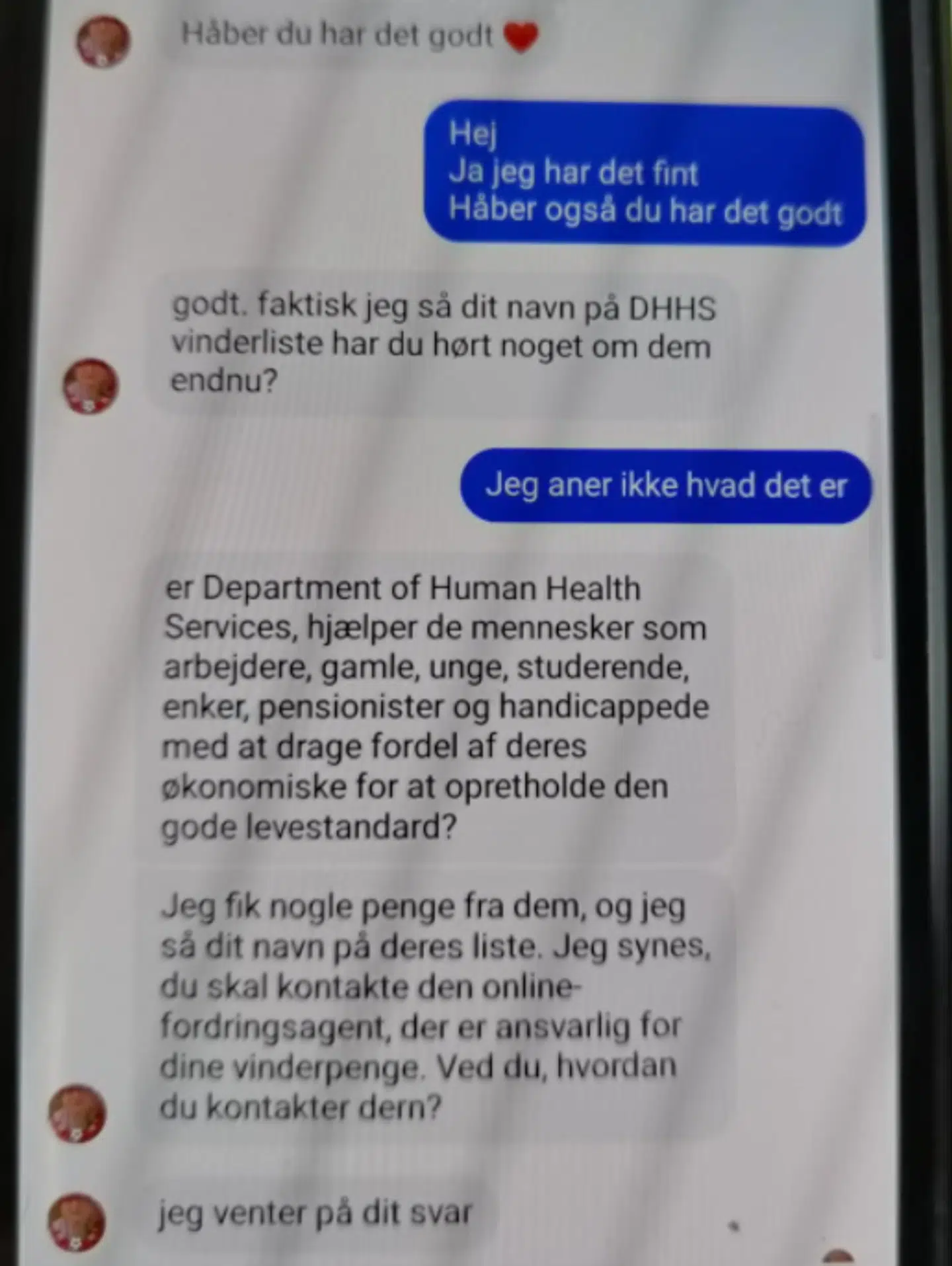 Her ses et udpluk af de beskeder Heidi Feldt modtog fra den falske Facebook-bruger.