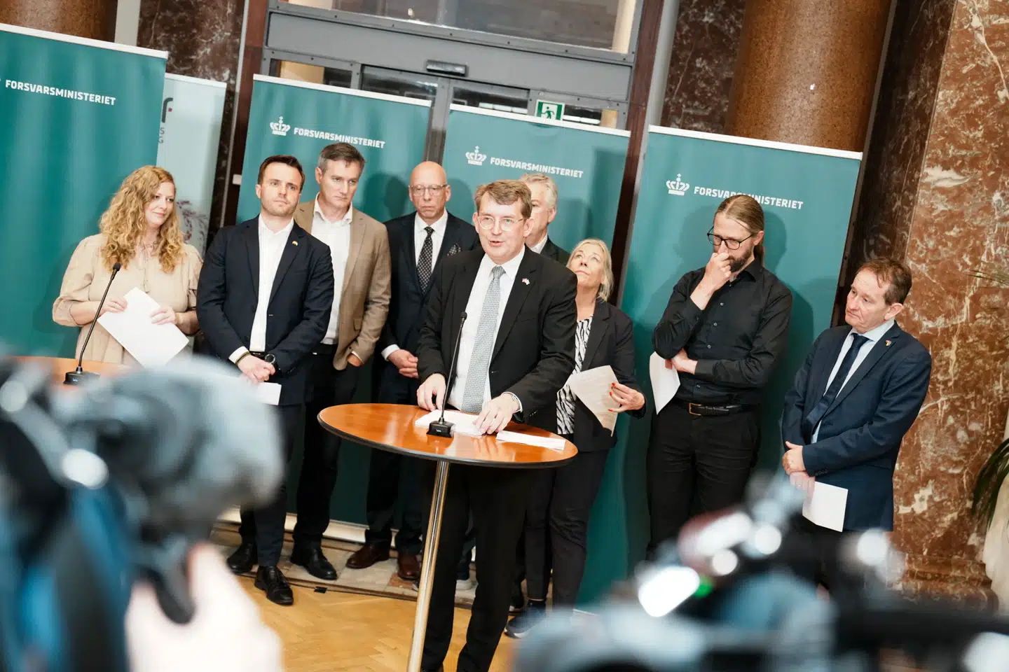 Forsvarsminister Troels Lund Poulsen (V) afholder pressemøde om lancering af flådeplan i Forsvarsministeriet tirsdag den 22. april 2025.