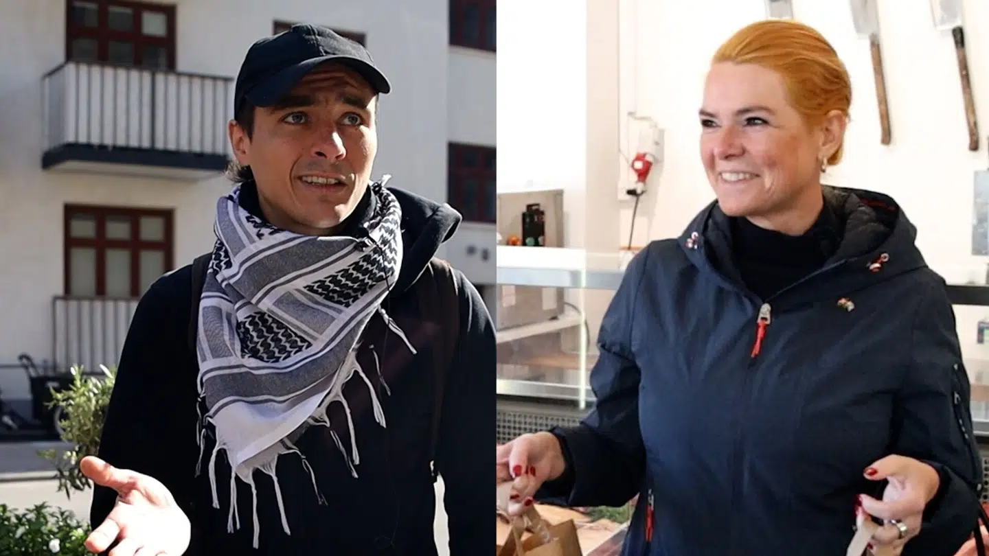 Inger Støjberg og veganeraktivisten Adam tørnede sammen foran chikaneret slagter.