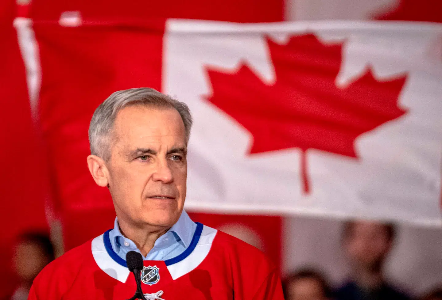 Canadian Prime Minister and Liberal leader Mark Carney speaks during a campaign rally in Laval, Quebec, Canada, on April 22, 2025. Canadians go to the polls on April 28, 2025, and all party leaders are doing one last tour around the country. Conservative hopes of returning to power in Canada appear to be fading a week before its election, with polls showing voters view the Liberals as a stronger counter to Donald Trump. By April 20, Canadian Broadcasting Corporation (CBC) data put Liberal support at 43.3 percent with Tories at 38.4. But the margins remain close and the race could still tilt towards the Conservatives, led by party leader Pierre Poilievre. (Photo by ANDREJ IVANOV / AFP)