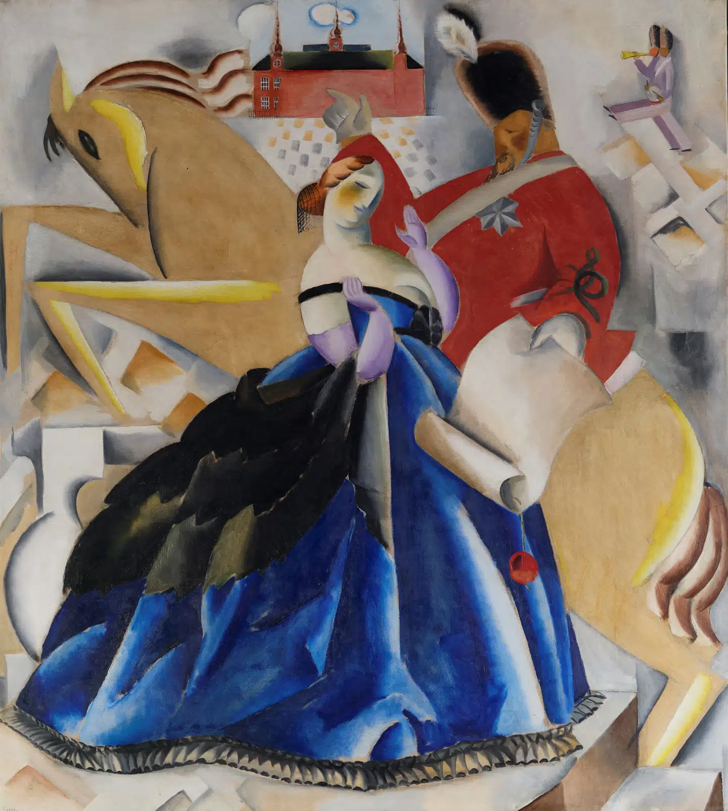 Det er et kunstnerisk scoop, at udstillingen kan præsentere fire »portrætter« af grevinden, malet af den humoristiske ekspressionist Jais Nielsen i 1918. Dette er i privat eje i dag.