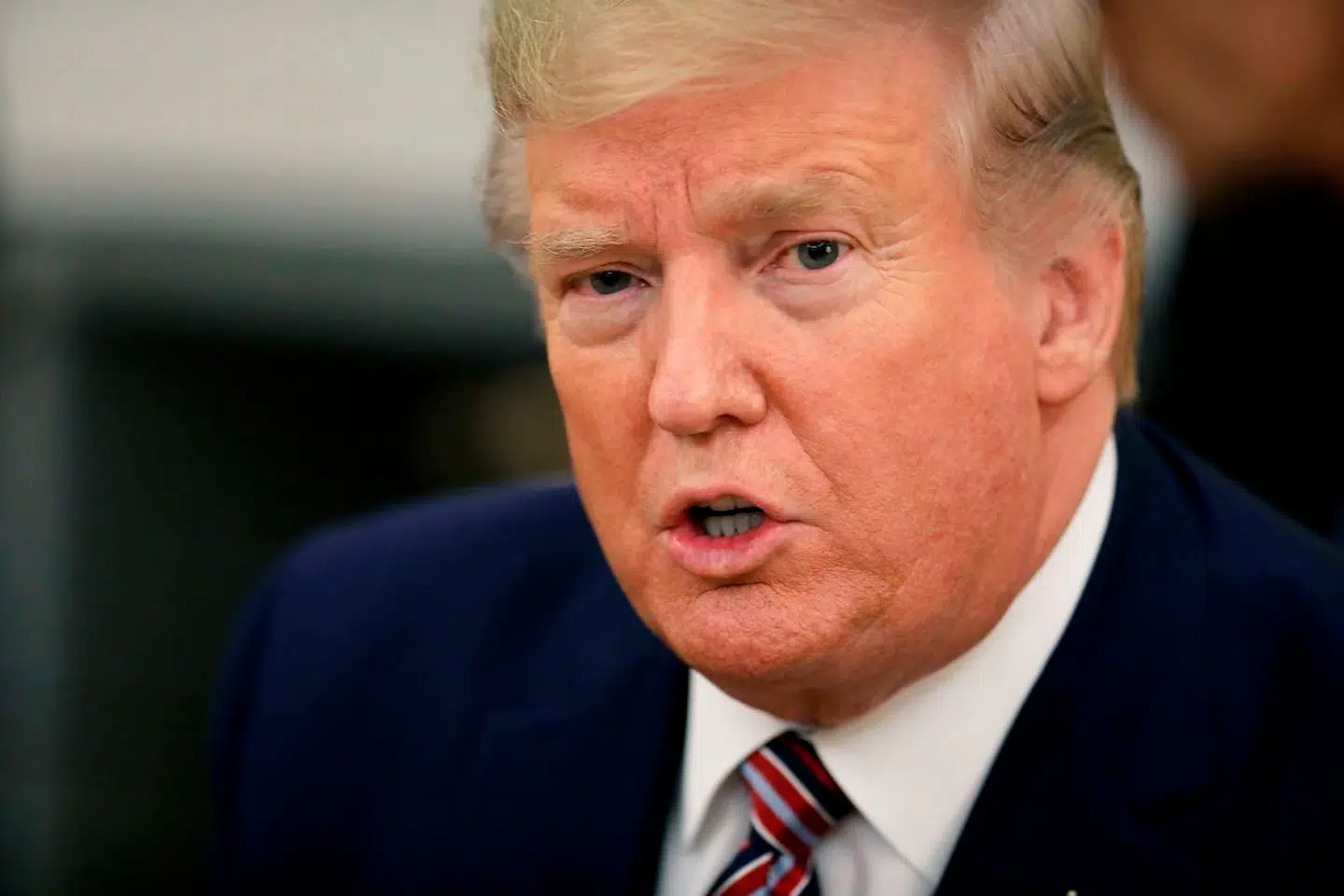 WASHINGTON, DC - NOVEMBER 25: U.S. President Donald Trump talks to reporters while hosting Bulgarian Prime Minister Boyko Borissov in the Oval Office at the White House November 25, 2019 in Washington, DC. Trump and Borissov will discuss NATO and other topics during their bilateral meeting. Chip Somodevilla/Getty Images/AFP == FOR NEWSPAPERS, INTERNET, TELCOS & TELEVISION USE ONLY ==