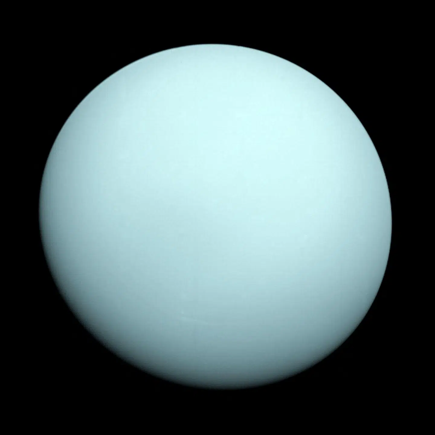 Voyager 2 tog dette billede af Uranus i 1986. Foto: Nasa, Scanpix