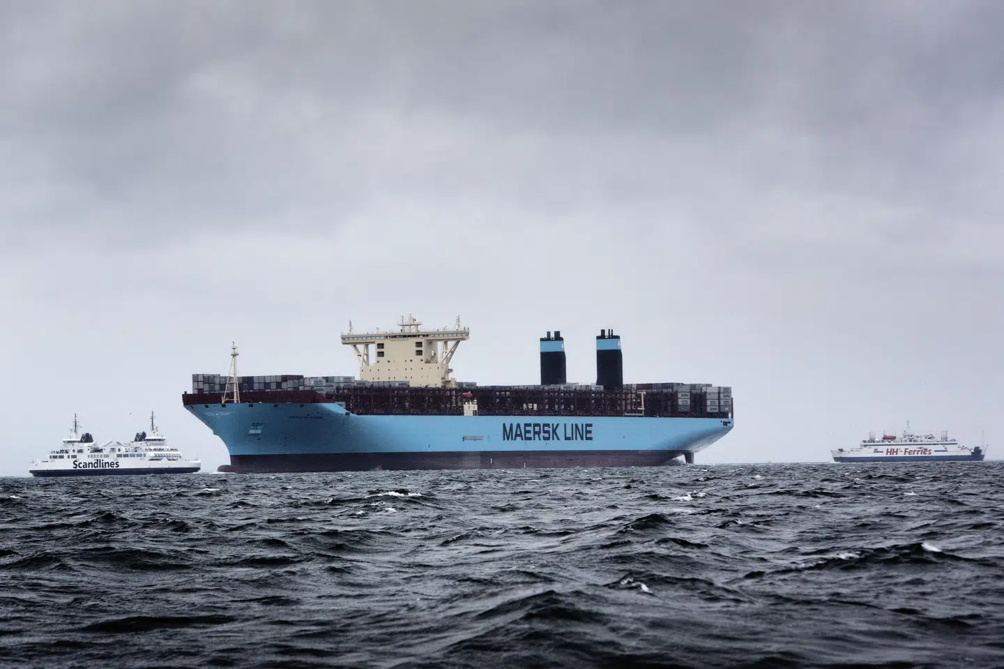 Det er containerskibe som Majestic Maersk i billedet, der har været med til at forbedre A.P. Møller-Mærsks finansielle resultater i 2025. (Arkivfoto).
