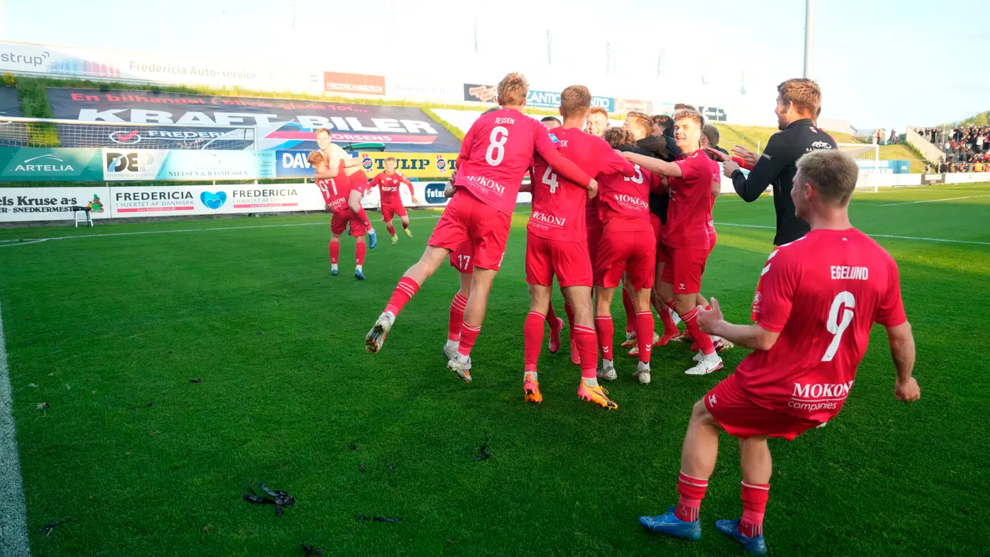 FC Fredericia møder Hvidovre i NordicBet Ligaen på Monjasa Park i Fredericia fredag den 9. maj 2025.
