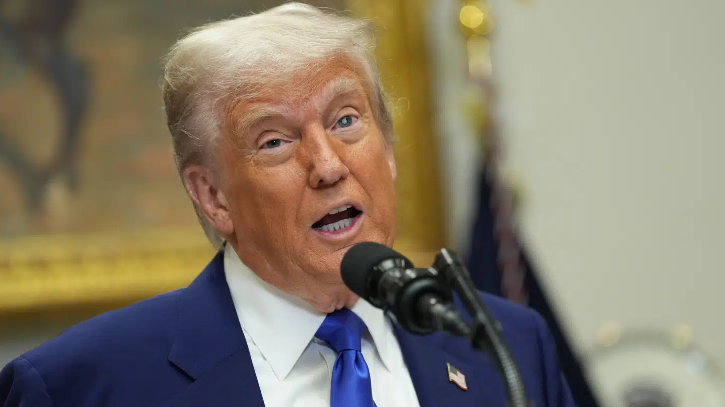 USAs præsident Donald Trump ved mandagens pressemøde i Det Hvide Hus.