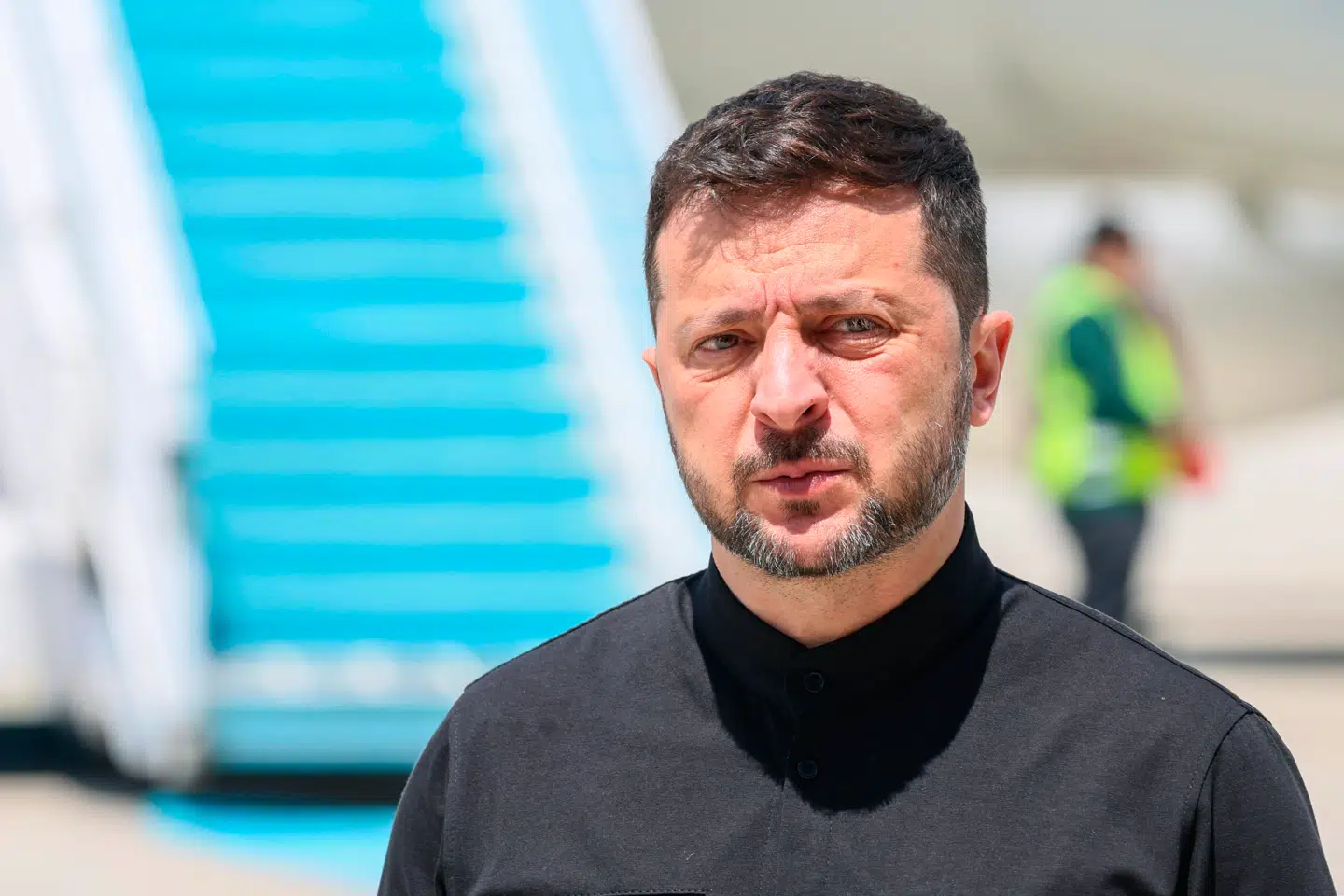 Den ukrainske præsident, Volodymyr Zelenskyj, ses her i Tyrkiet, som han ankom til torsdag. Han havde opfordret Vladimir Putin til at møde op i Istanbul, så de to kunne mødes ansigt til ansigt.