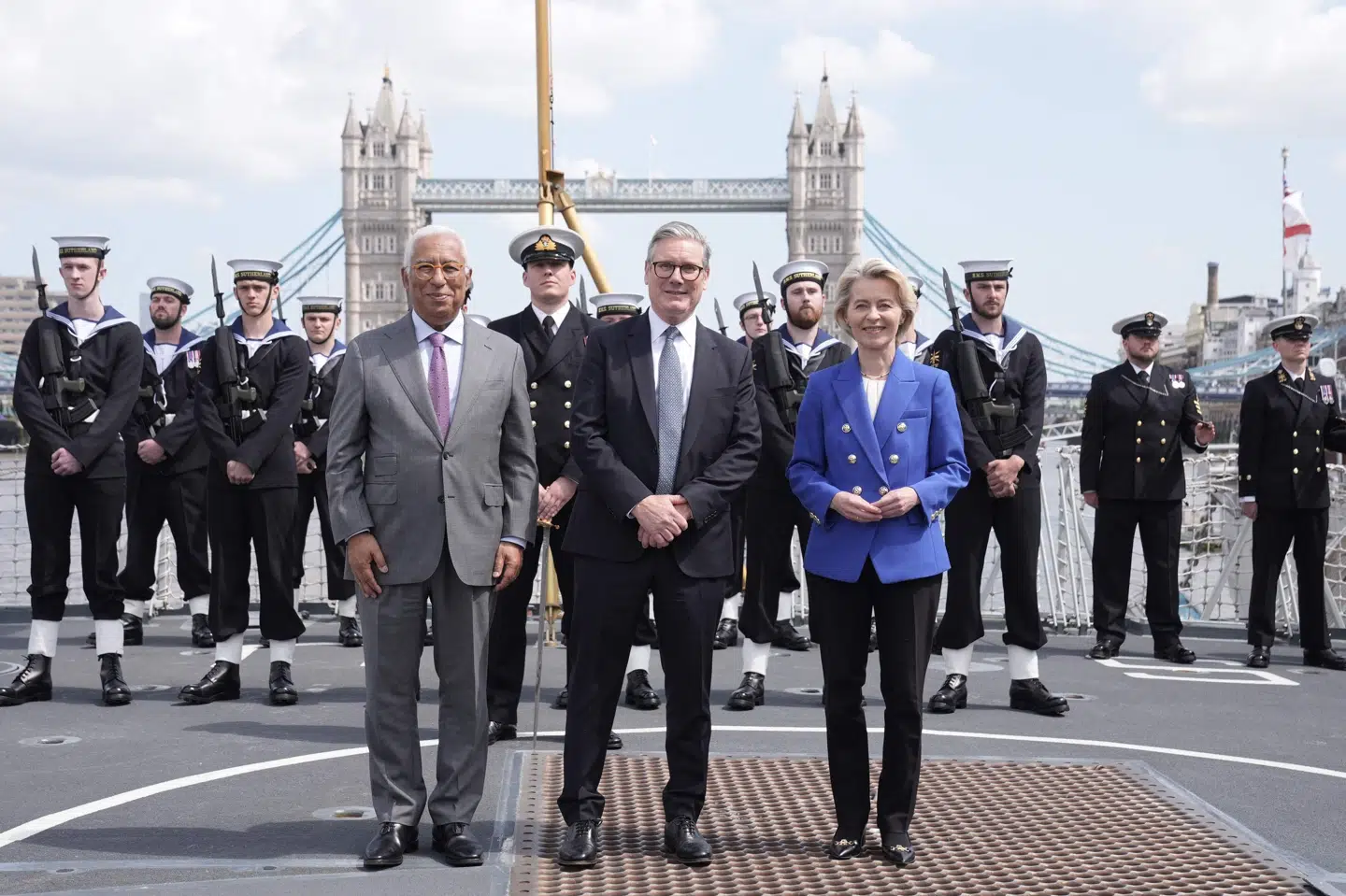EU's præsident, António Costa, Storbritanniens premierminister, Keir Starmer, og EU-Kommissionens formand, Ursula von der Leyen, mødtes mandag i London til det første EU-Storbritannien-topmøde siden brexit. (Arkivfoto).