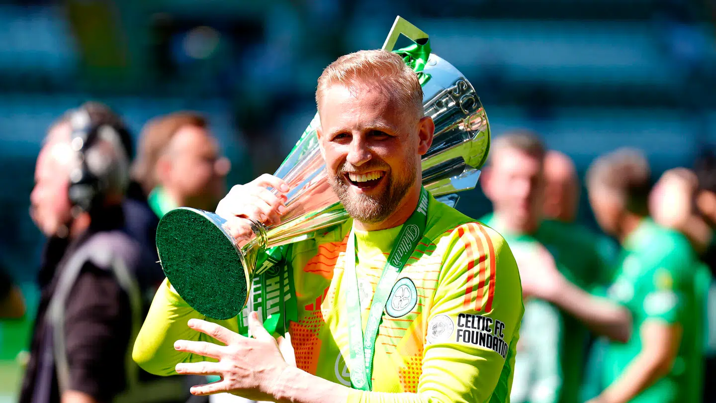 Kasper Schmeichel blev i weekenden mestre med Celtic i den skotske liga.