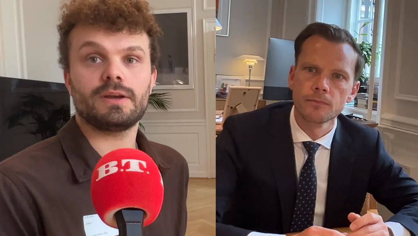 Lauritz Lindboe Wind (t.v.) og justitsminister Peter Hummelgaard (t.h.) mødtes i ministeriet.