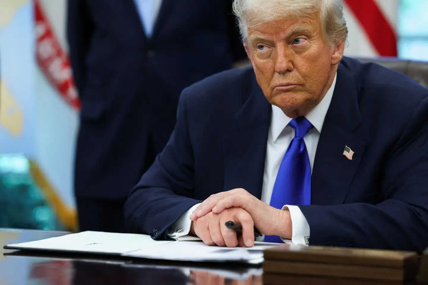 - Vores diskussioner med dem kommer ingen vegne!, siger Trump om EU. (Arkivfoto.)
