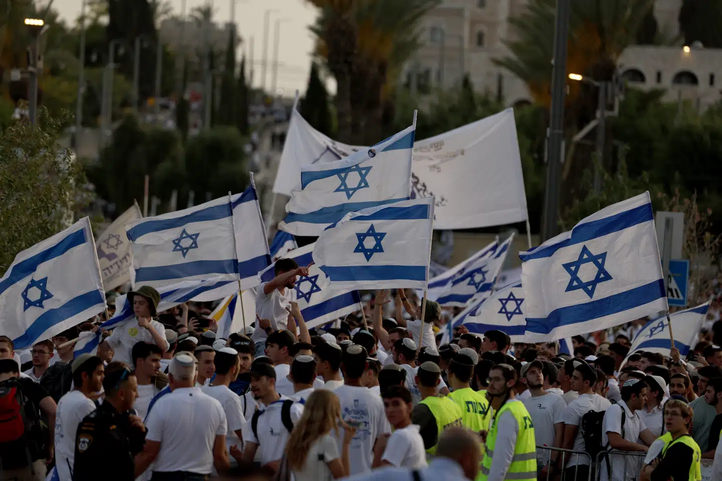 Flagmarch i Jerusalem mandag.
