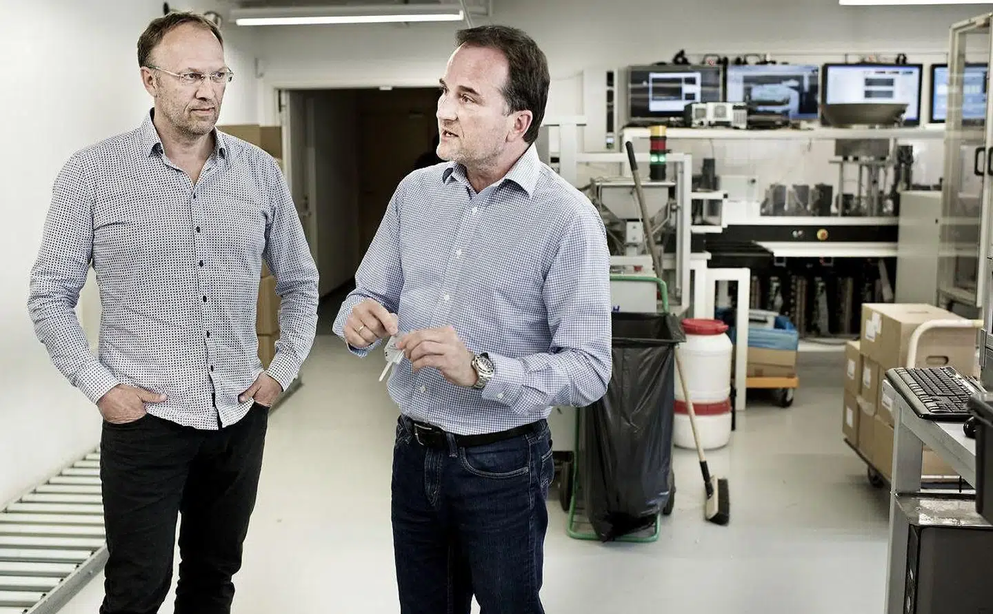 ARKIVFOTO: Direktør Michael Eising sammen med vicebestyrelsesformand Martin Glensbjerg fra Chemometec. En kryptisk meddelelse om direktørskifte sendte chokbølger gennem markedet.