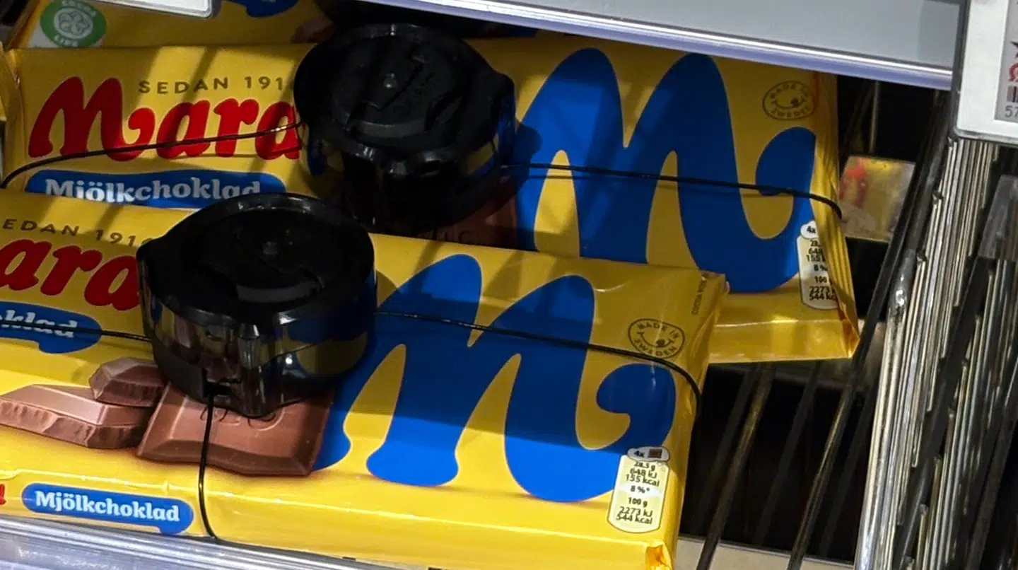 Her ses billede af alarmer på Marabou i Føtex på Nørrebrogade.