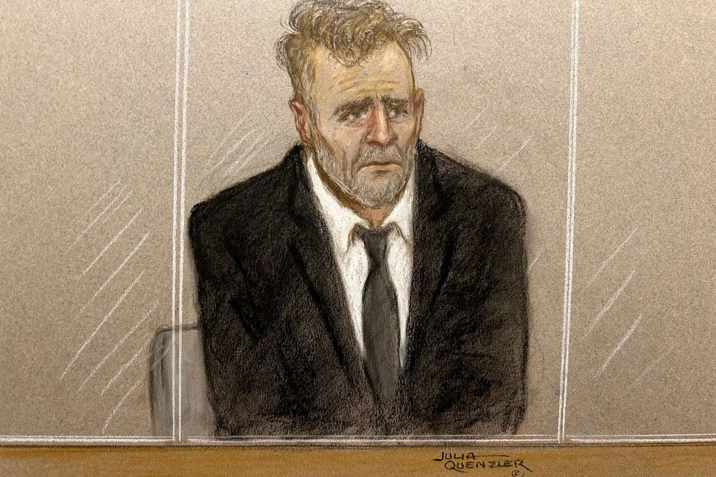 Den 53-årige mand, der menes at være kørt ind i en menneskemængde i Liverpool mandag, mødte op i retten i et sort jakkesæt.