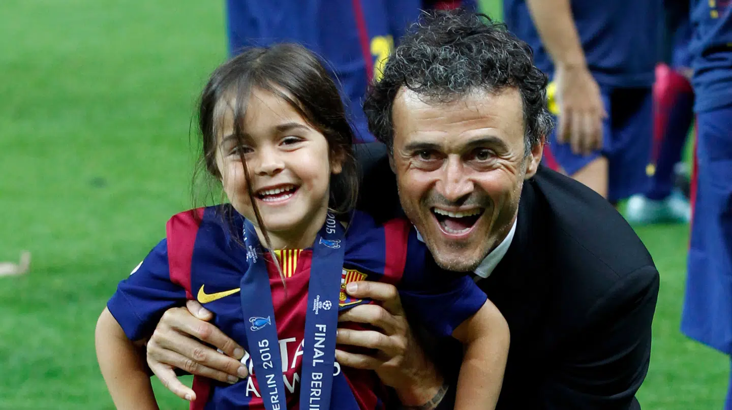 Luis Enrique og Xana efter Champions League-finalen i 2015, hvor Barcelona slog Juventus.