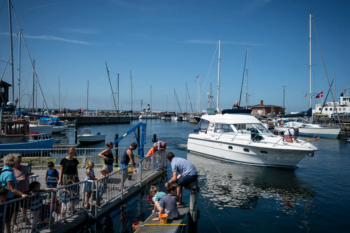 Der er et leben på havnen i Hundested om sommeren.
