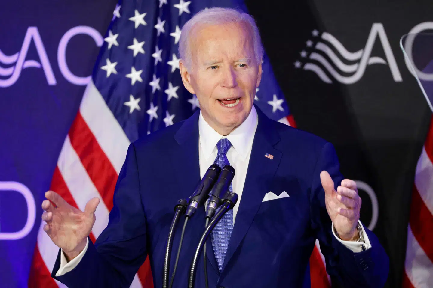 Joe Biden ses her under en tale den 15. april.