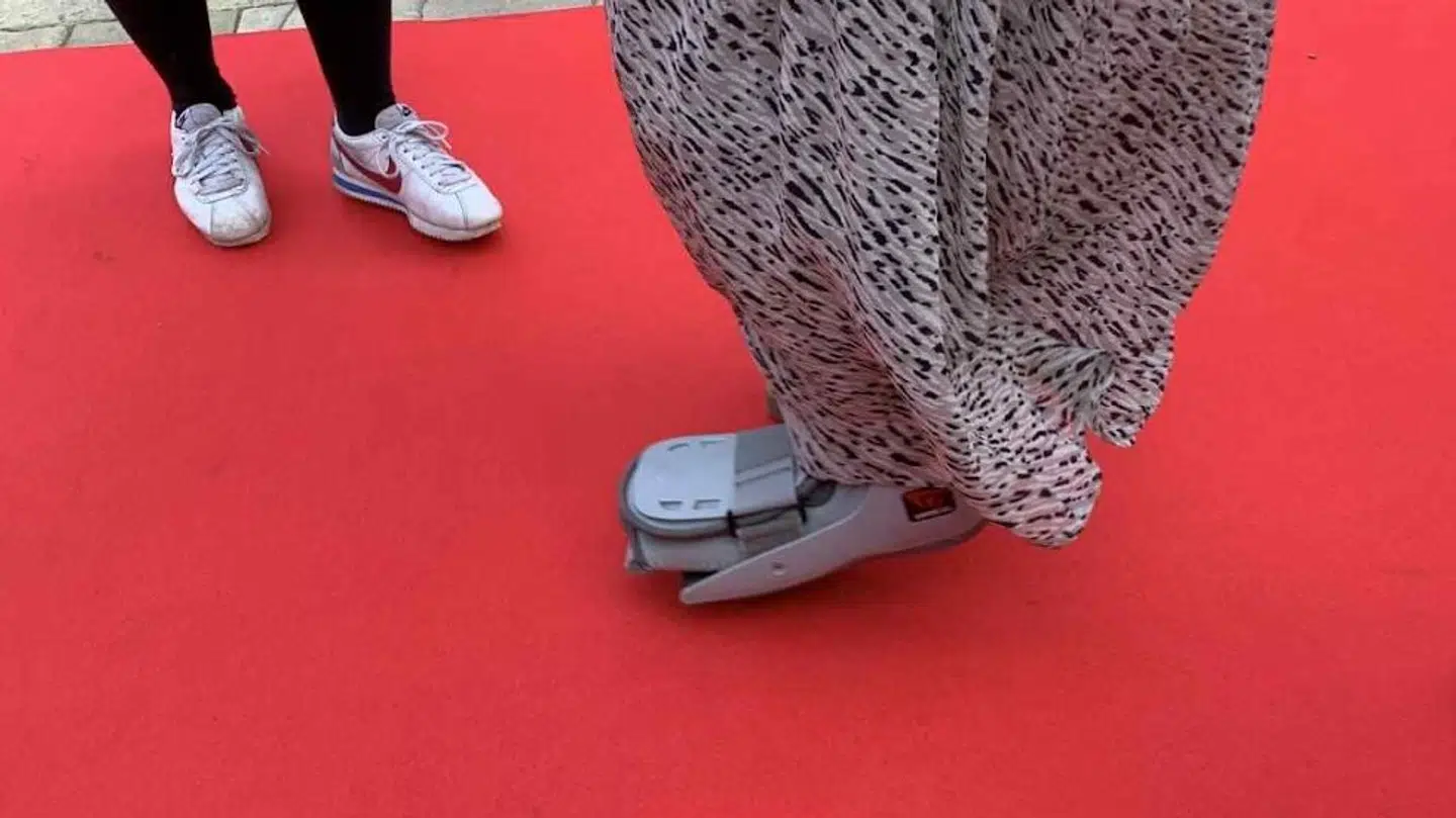 Her ses støvlen, som Pia Kjærsgaard har haft på de sidste tre uger.