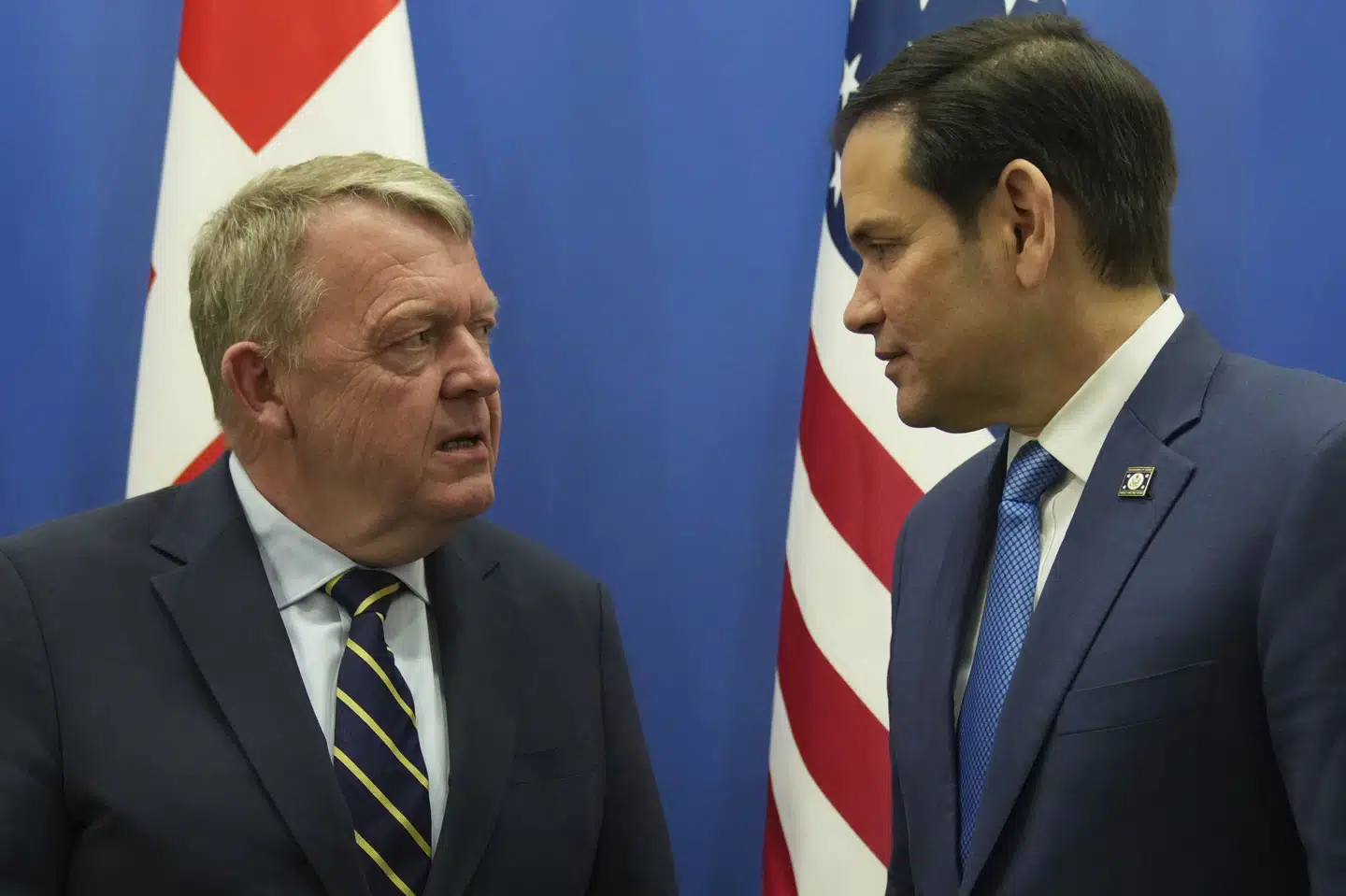 Udenrigsminister Lars Løkke Rasmussen (M) mødtes med sin amerikanske ministerkollega, Marco Rubio, ved et forsvarsministermøde i Nato i april. Torsdag, på grundlovsdag, har Rubio sendt en hilsen til Danmark.