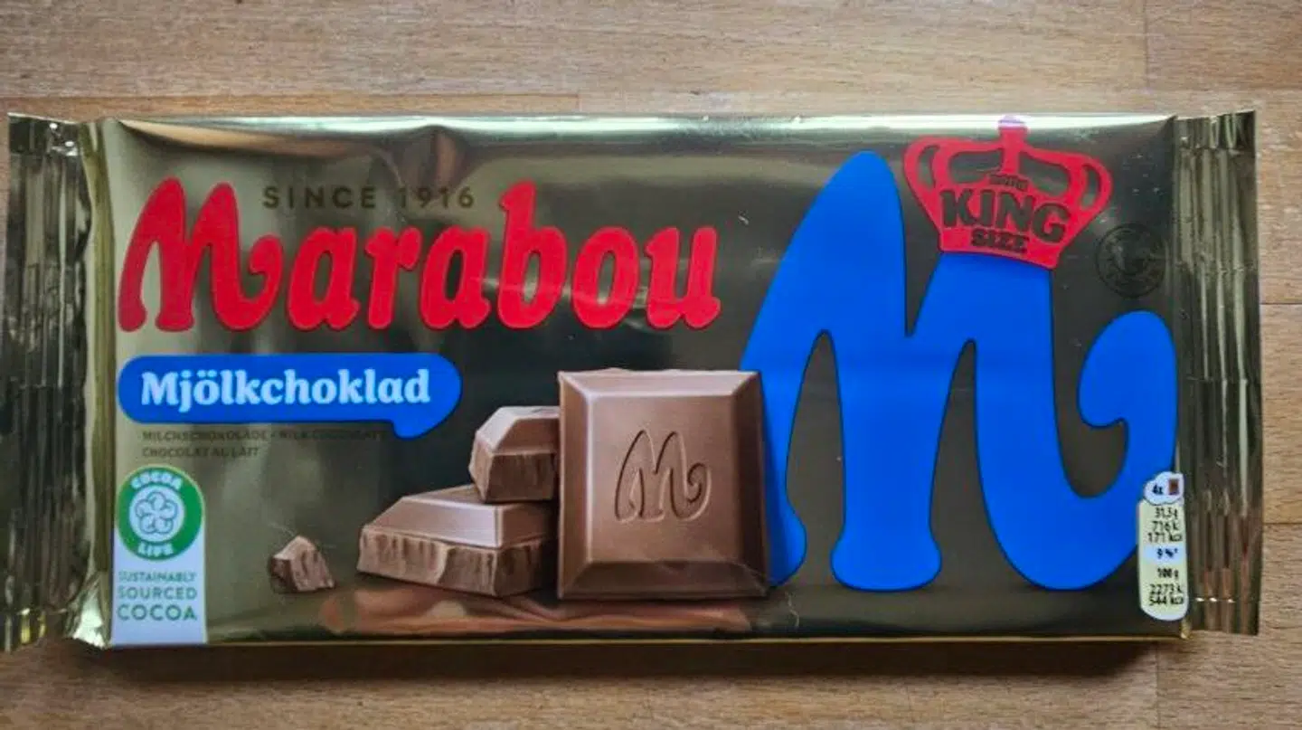 Her ses en plade Marabou fra Fleggaard.