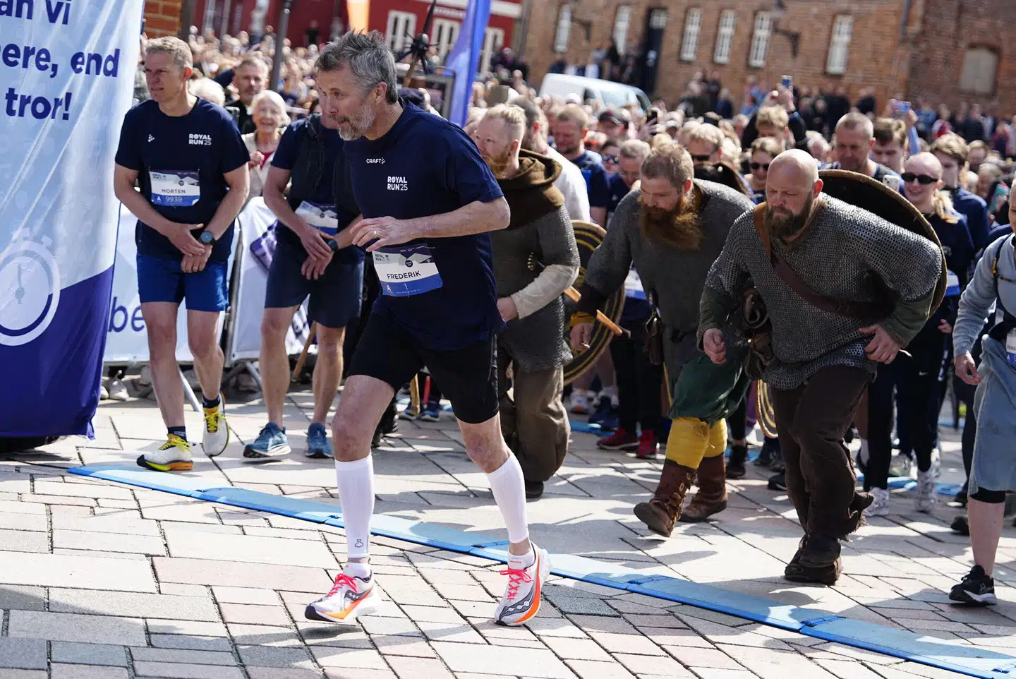 Kong Frederik til Royal Run i Ribe mandag den 9. juni 2025. Foto: Mads Claus Rasmussen, Scanpix