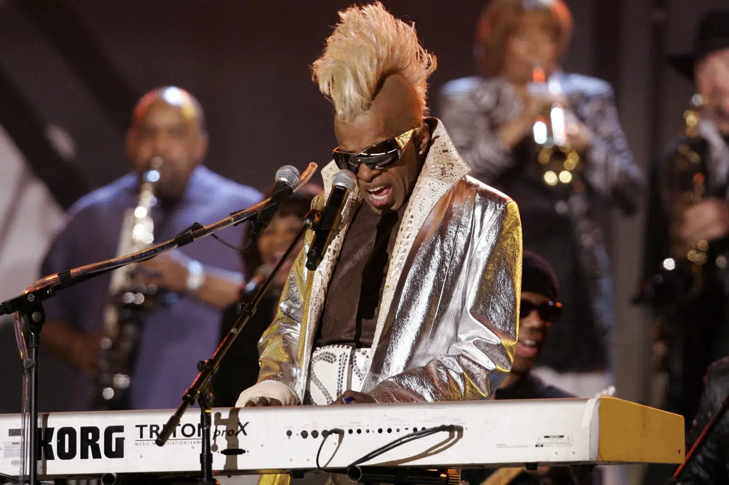 Billede fra 8. februar 2006, hvor Sly Stone optræder i forbindelse med en hyldest af Sly and the Family Stone i Los Angeles. Musikeren er mandag gået bort.