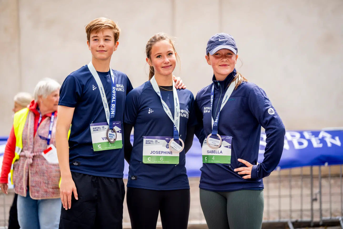 Prins Vincent, prinsesse Josephine og prinsesse Isabella efter One Mile Family under Royal Run i København.