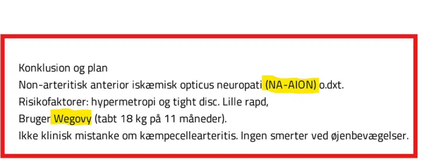 Dokumentation: Her ses udskridt fra Thomas Eriksens patientjournal.