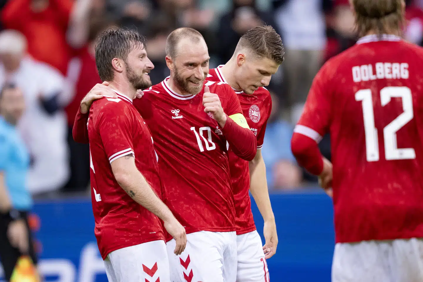 Anton Gaaei var på banen, da Anders Dreyer scorede til 5-0 mod Litauen.