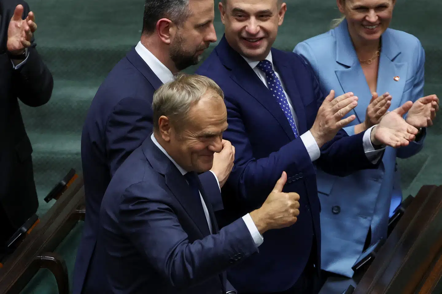 Den polske premierminister, Donald Tusk, efter tillidsafstemningen om regeringen, som Tusk står i spidsen for.
