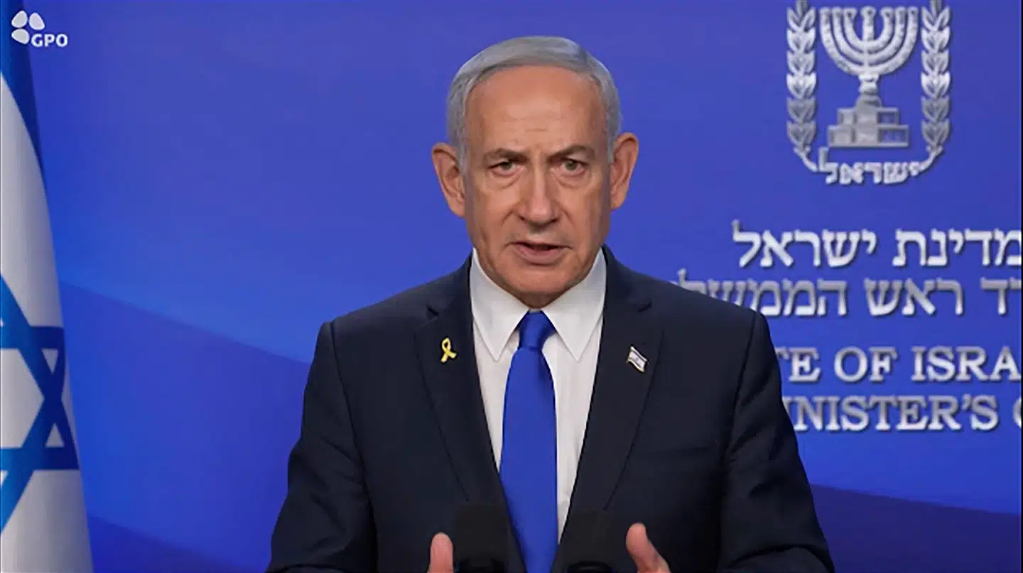 Benjamin Netanyahu fortæller om det israelske angreb mod Iran.