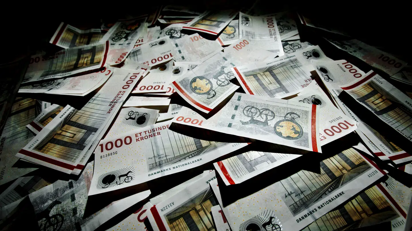 1000 kroner sedler. Ialt er her fotograferet 250.000 kroner.