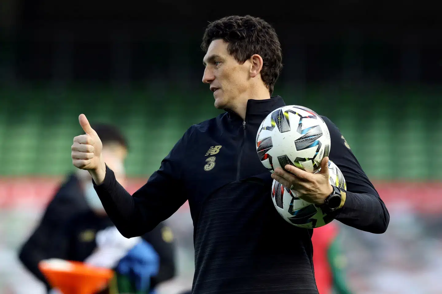 Keith Andrews har tidligere været assistent på det irske landshold. Her ses han før en landskamp i 2020. (Arkivfoto).