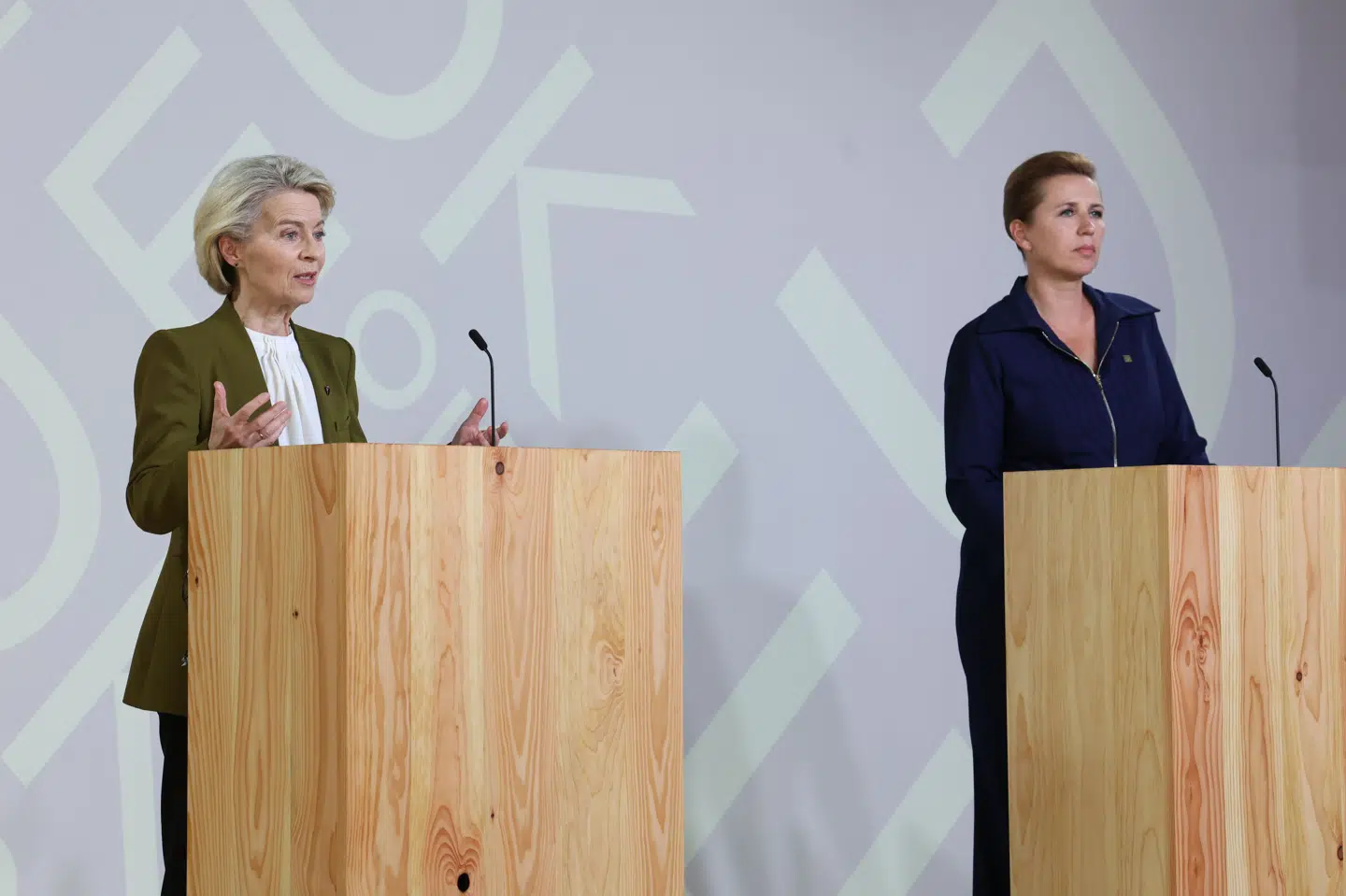 Statsminister Mette Frederiksen (S) og formand for EU-Kommissionen Ursula von der Leyen holder et fælles pressemøde på Aarhus Universitet torsdag den 3. juli 2025. Her fortæller de om prioriteterne for de næste seks måneders danske EU-formandskab.