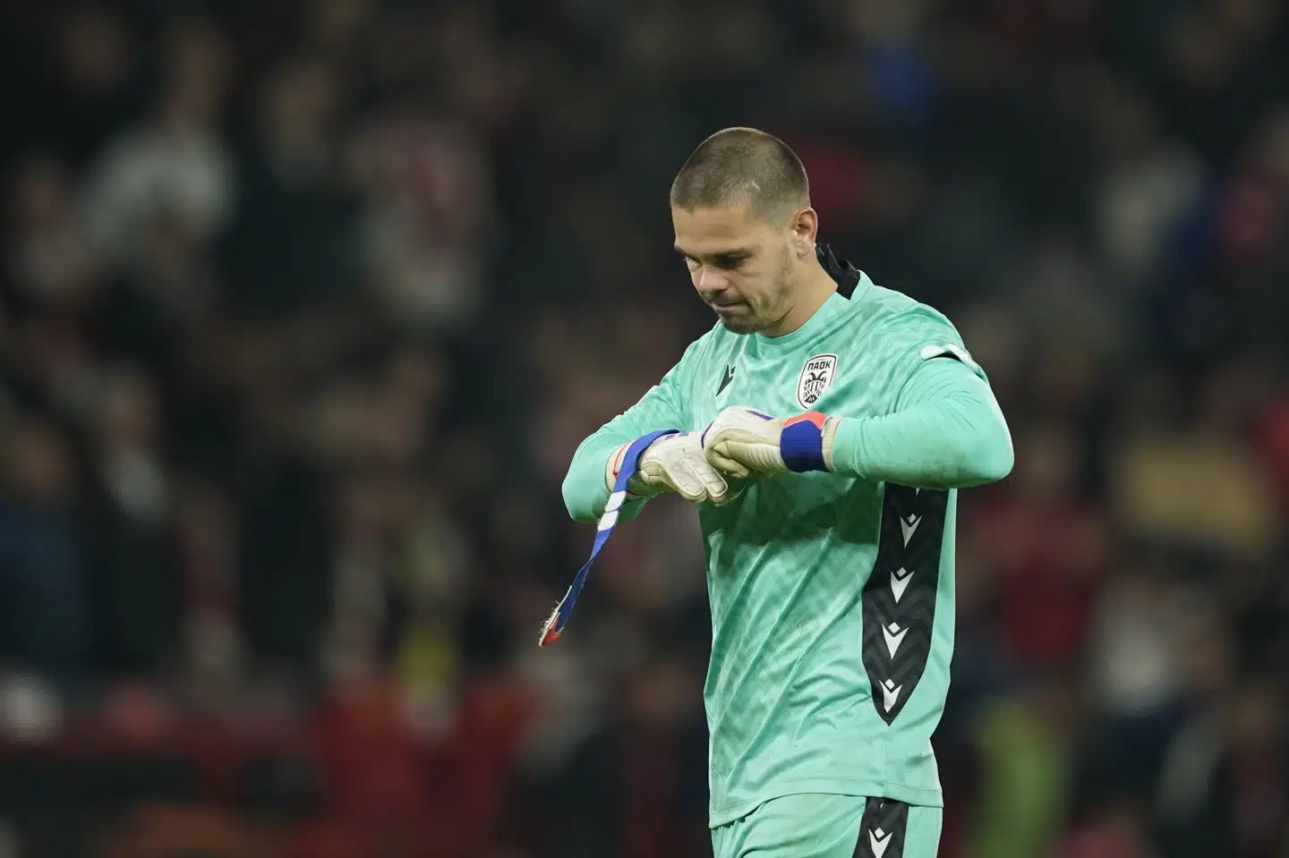 Dominik Kotarski har stået for græske Paok siden sommeren 2022. I den periode har han også spillet sig på det kroatiske landshold. (Arkivfoto).