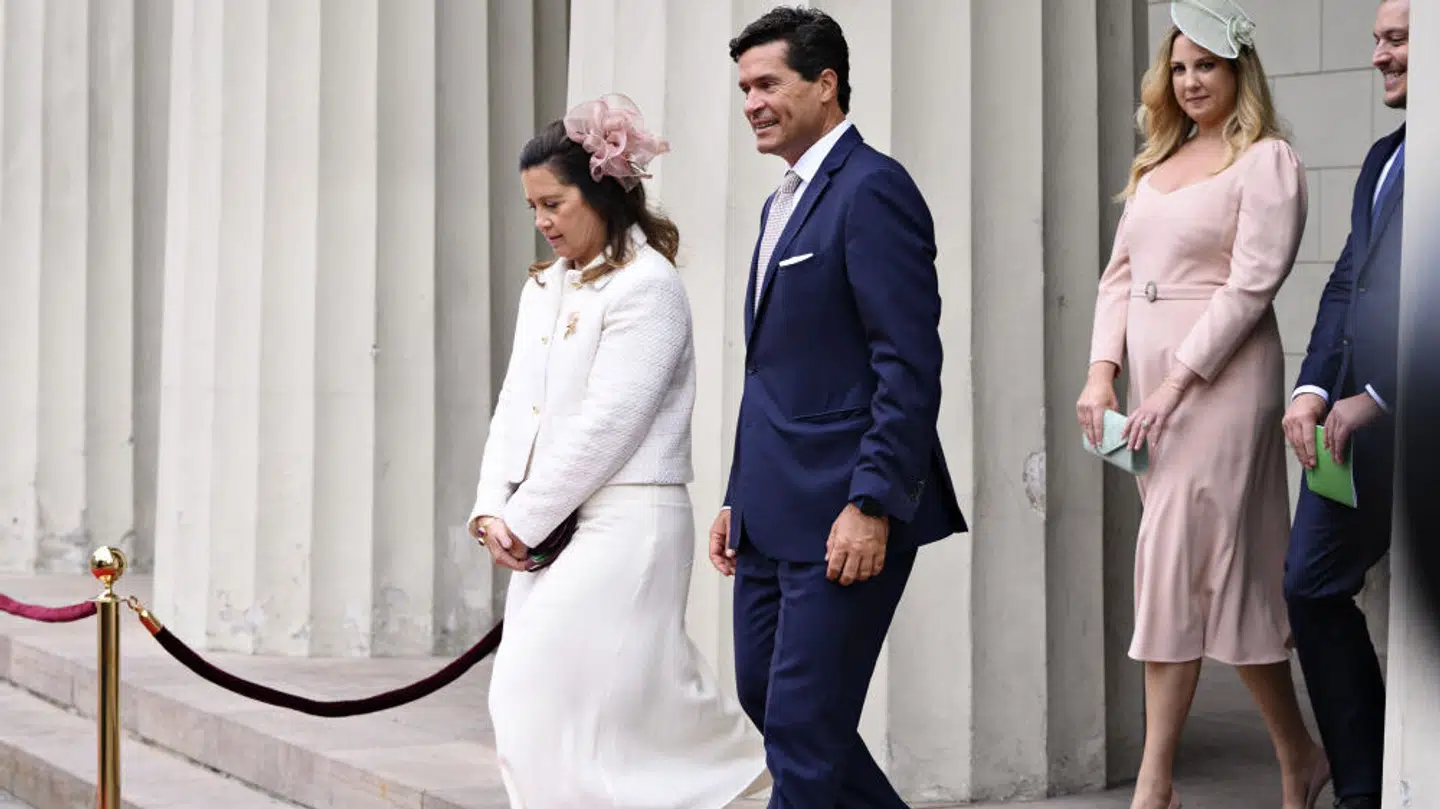 en græske eks-prinsesse Alexia er her fotograferet sammen med sin mand, Carlos Morales Quintana, da dronning Margrethe i 2022 fejrede 50 år som regent. Det blev markeret med en gudstjeneste i Vor Frue Kirke i København