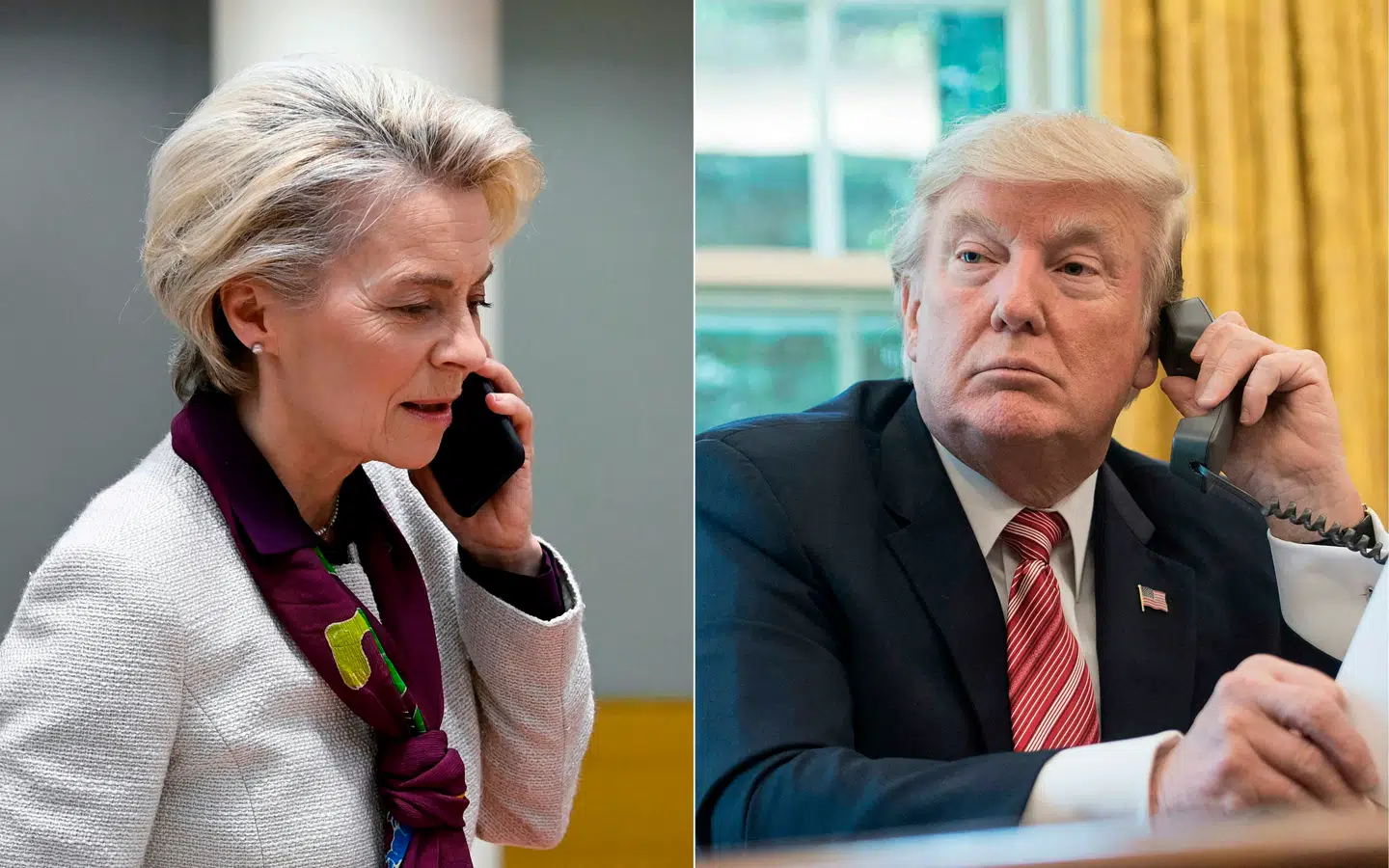 Godt nok er det Europa-Kommissionens formand, Ursula von der Leyen, der taler i mobiltelefon, og USAs præsident, Donald Trump, der taler i en fastnettelefon, på de to billeder. Men overordnet set er det USA, der har flyttet sig faretruende langt foran Europa, når det gælder teknologisk udvikling.
