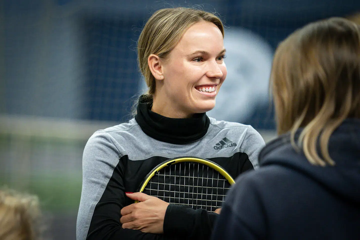 Caroline Wozniacki på tennisbanen i København.