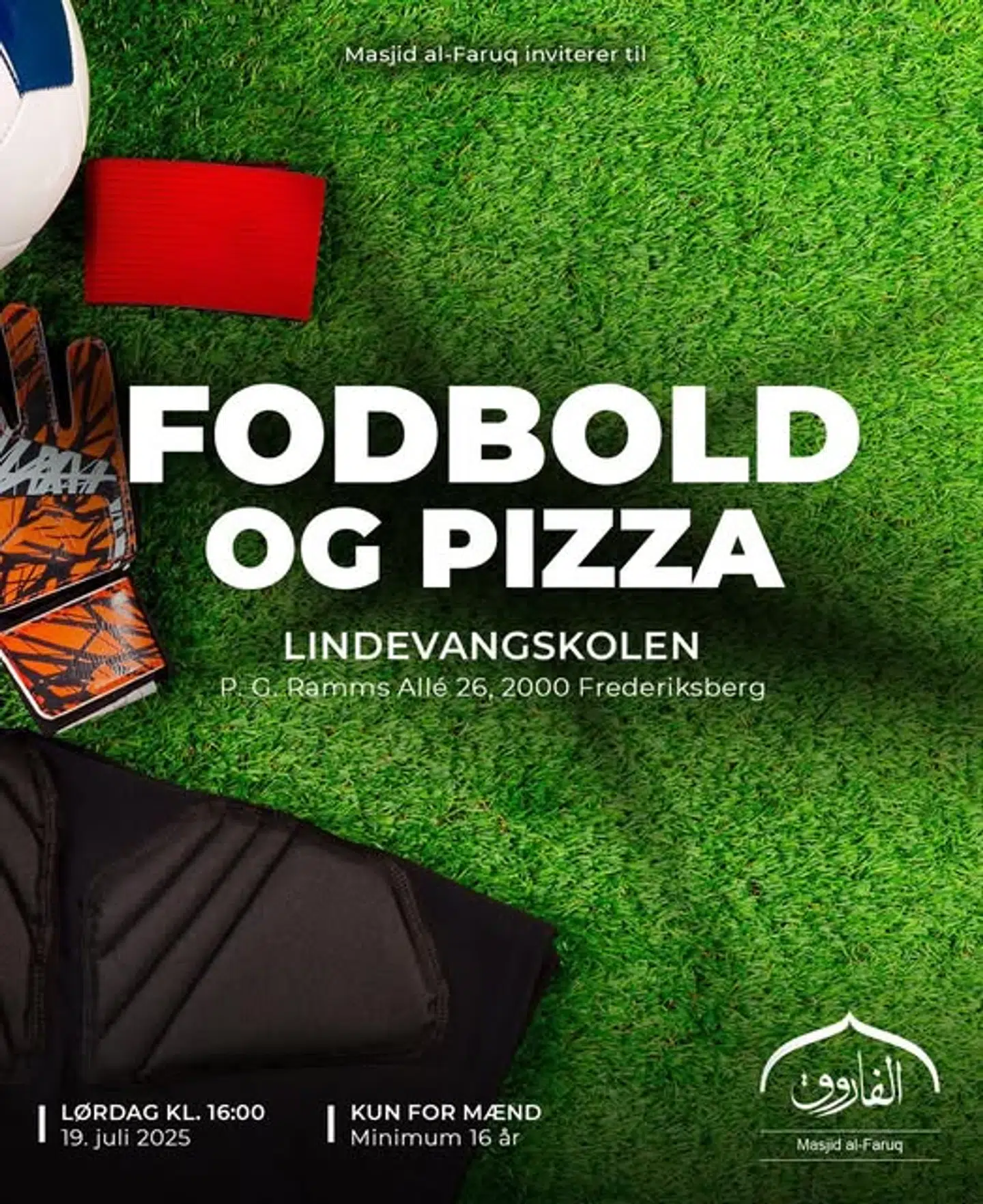Sådan ser invitationen fra Masjid al-Faruq-moskeen ud.