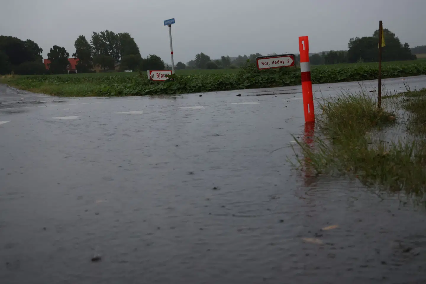 Ved Bjørup på Lolland-Falster blev der mandag registreret et dobbelt skybrud.