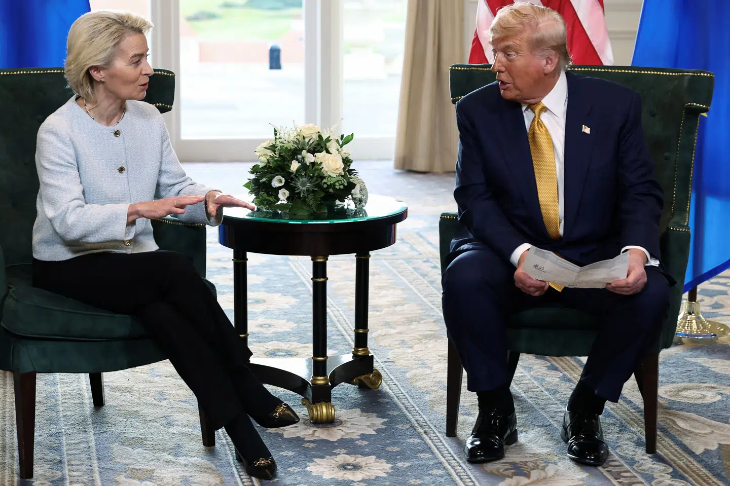 Ursula von der Leyen og Donald Trump fik søndag forhandlet en rammeaftale for handel mellem EU og USA på plads. Dansk Erhverv er ikke begejstret for aftalen.