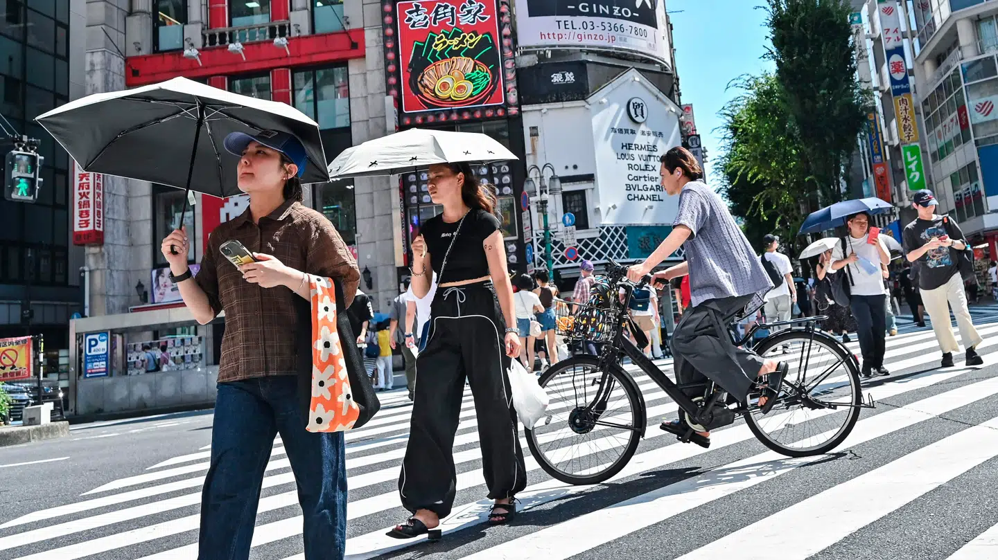 Der er registreret rekordhøje temperaturer i Japan onsdag.