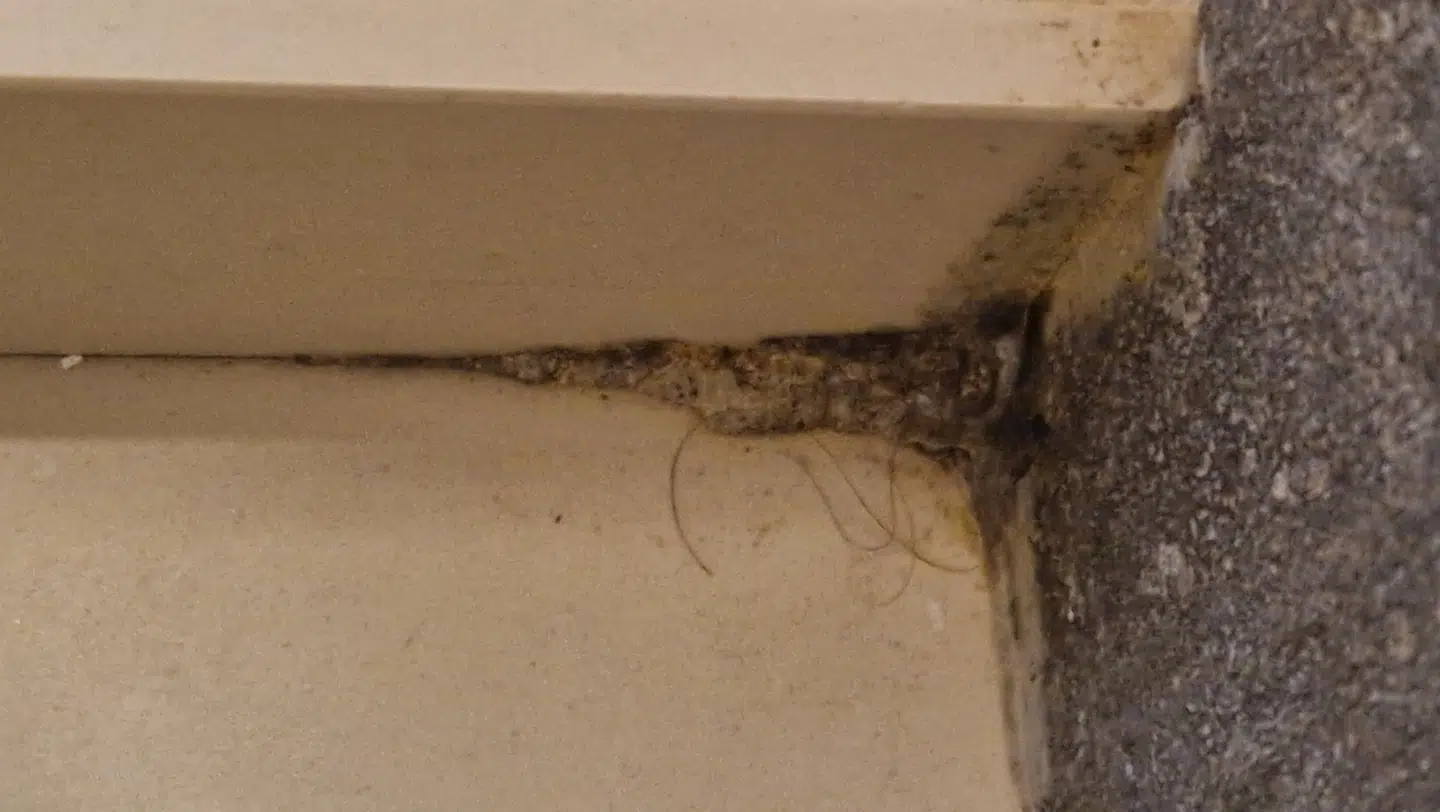 Sådan så der ud på badeværelset i værelset, Sussi Lindgren og manden havde booket.