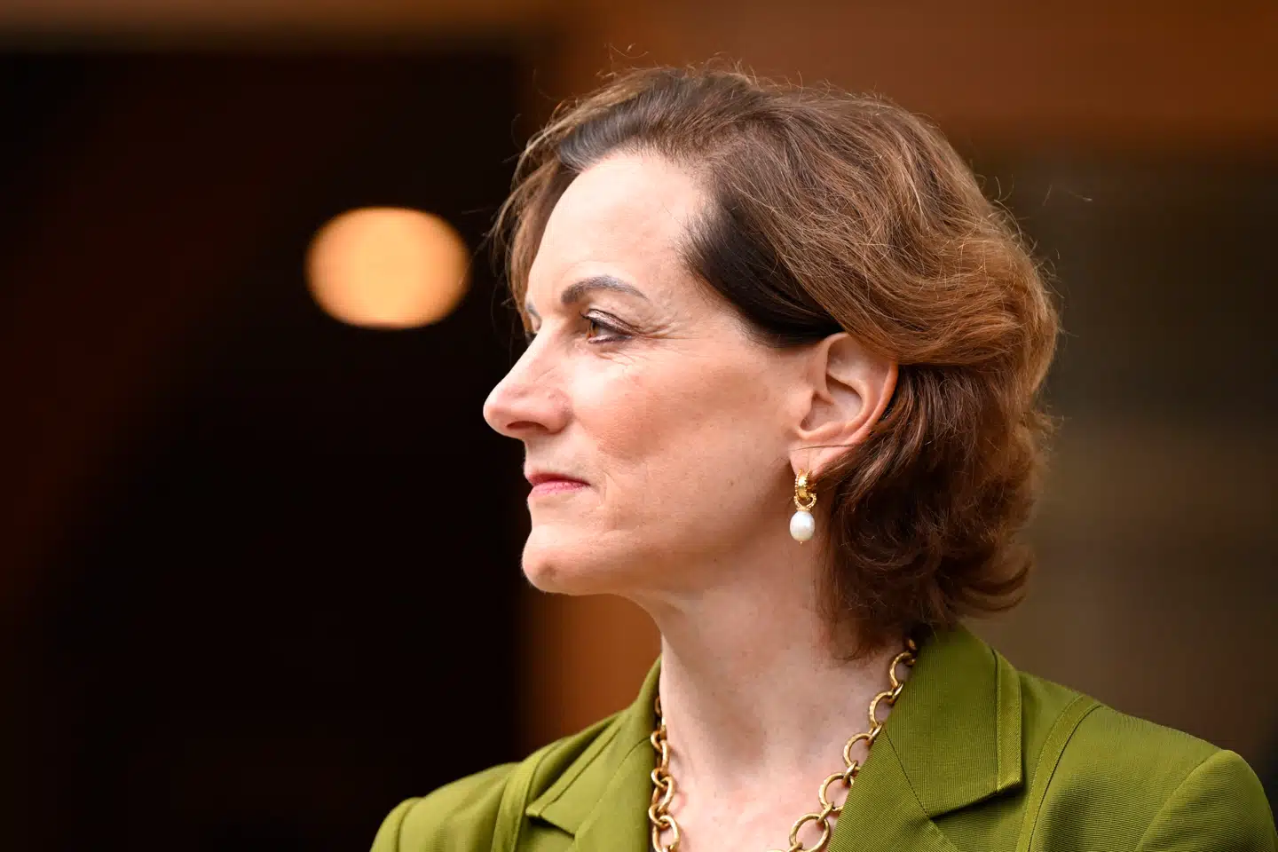 Poland's foreign minister's wife Anne Applebaum is pictured as she poses before a meeting with Ukraine's foreign minister in Chobielin, Poland, on August 1, 2025. (Photo by Sergei GAPON / AFP)