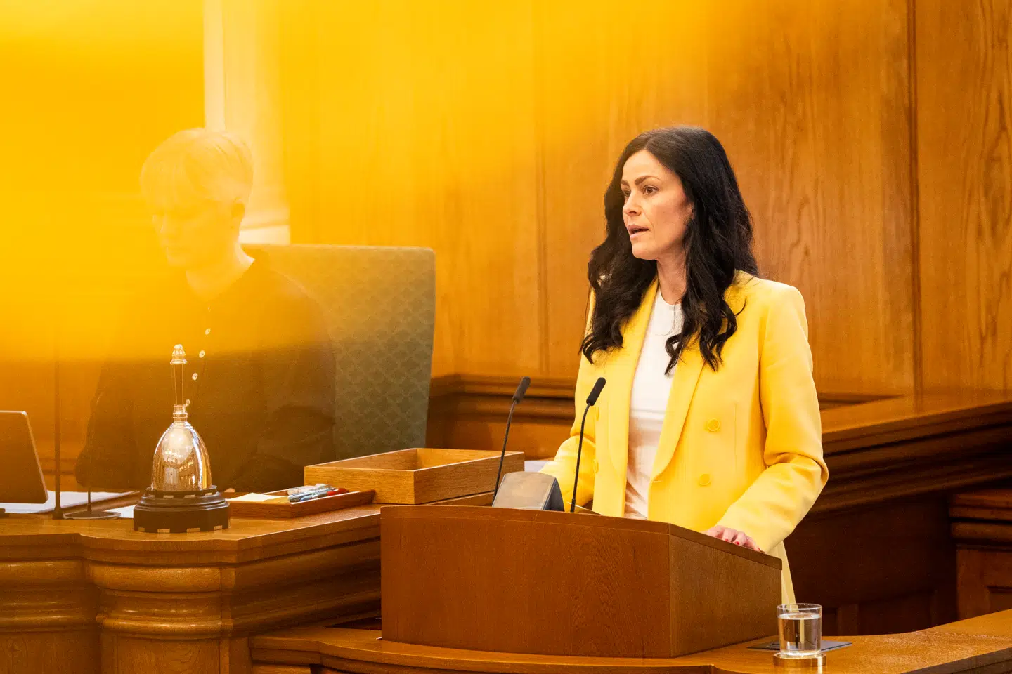 Dansk Folkepartis Mette Thiesen (DF) under et møde i Folketingssalen på Christiansborg i København, fredag den 11. april 2025.